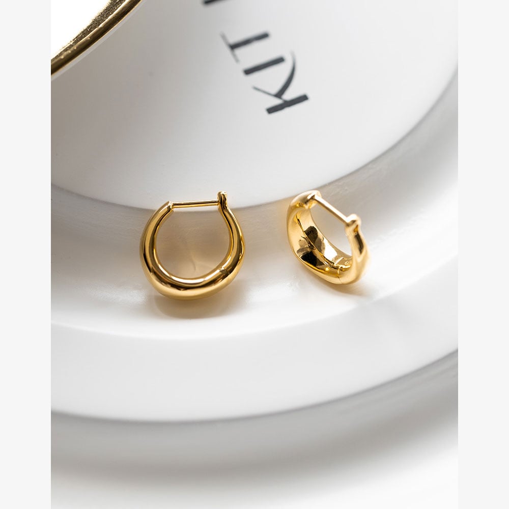 Kit Heath Bevel Cirque Golden Small Huggie Hoop Earrings 6175GD