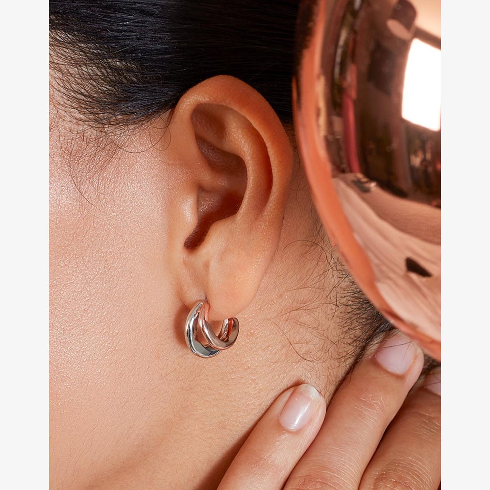 Kit Heath Bevel Cirque Link Blush Twin Hoop Earrings 61886RRP
