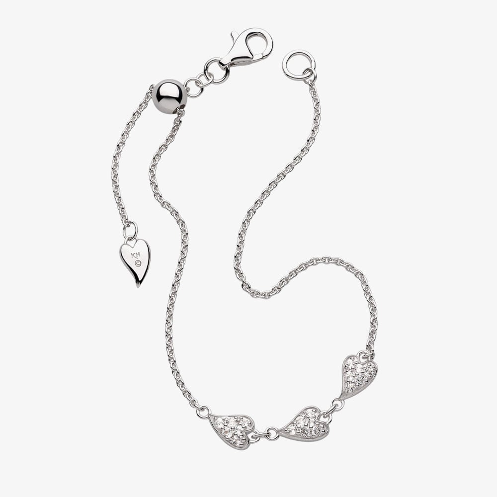 Kit Heath Desire Kiss Precious Pavé Heart Triplet 7 Inch Bracelet 70511WT