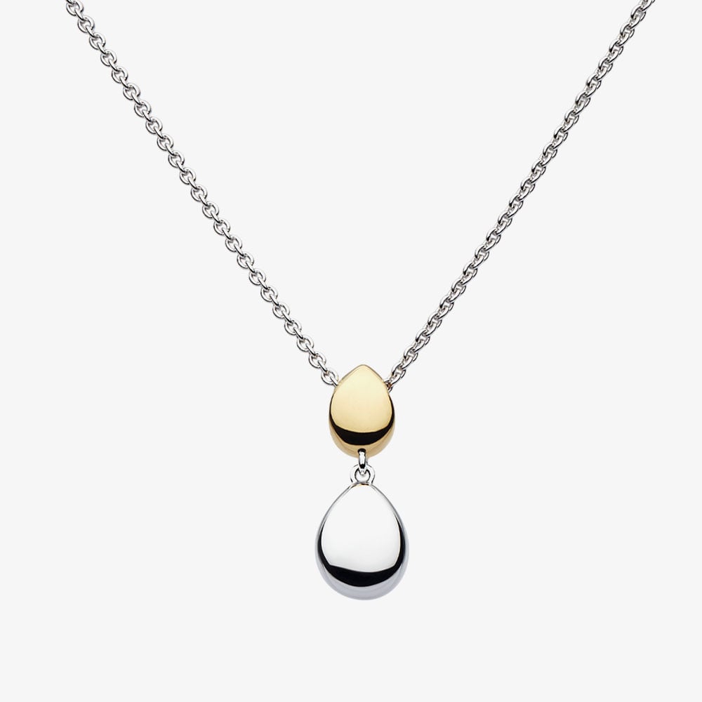 Kit Heath Coast Pebble Golden Double Droplet 18 Inch Necklace 90186GRP