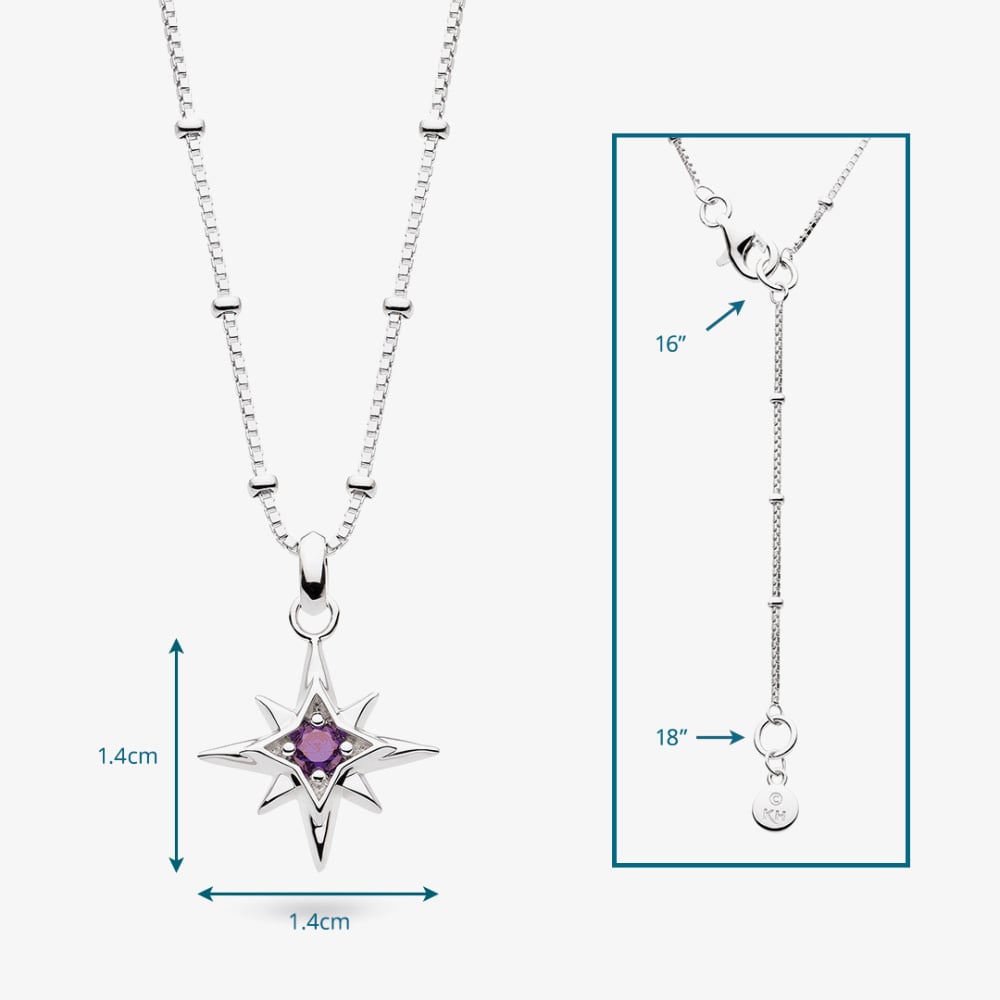 Kit Heath Céleste February Aurora Birthstone Amethyst Ball Chain 18 Inch Pendant 90459AM