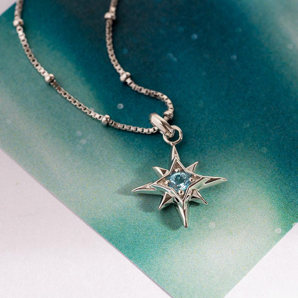 Kit Heath Céleste March Aurora Birthstone Blue Topaz Ball Chain 18 Inch Pendant 90459BT