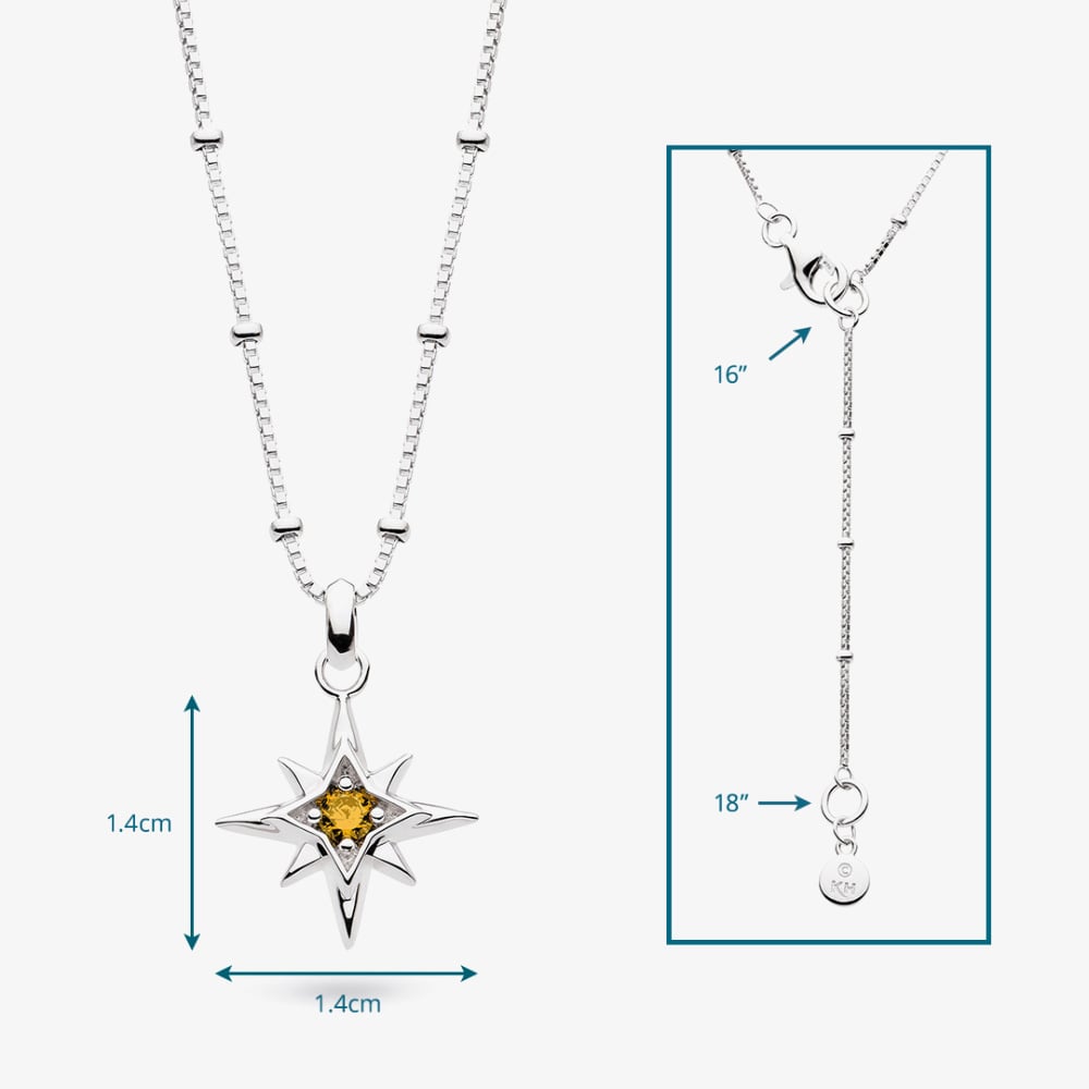 Kit Heath Céleste November Aurora Birthstone Citrine Ball Chain 18 Inch Pendant 90459CT