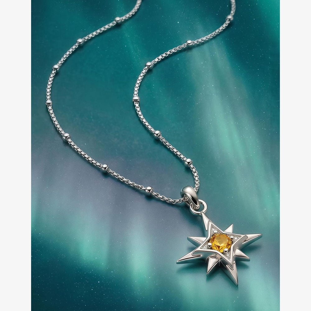 Kit Heath Céleste November Aurora Birthstone Citrine Ball Chain 18 Inch Pendant 90459CT