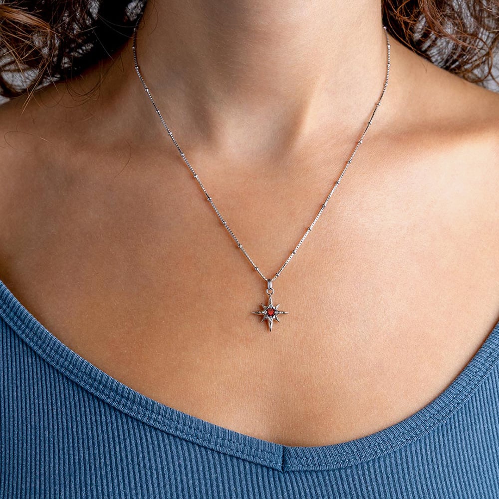 Kit Heath Céleste January Aurora Birthstone Garnet Ball Chain 18 Inch Pendant 90459GT