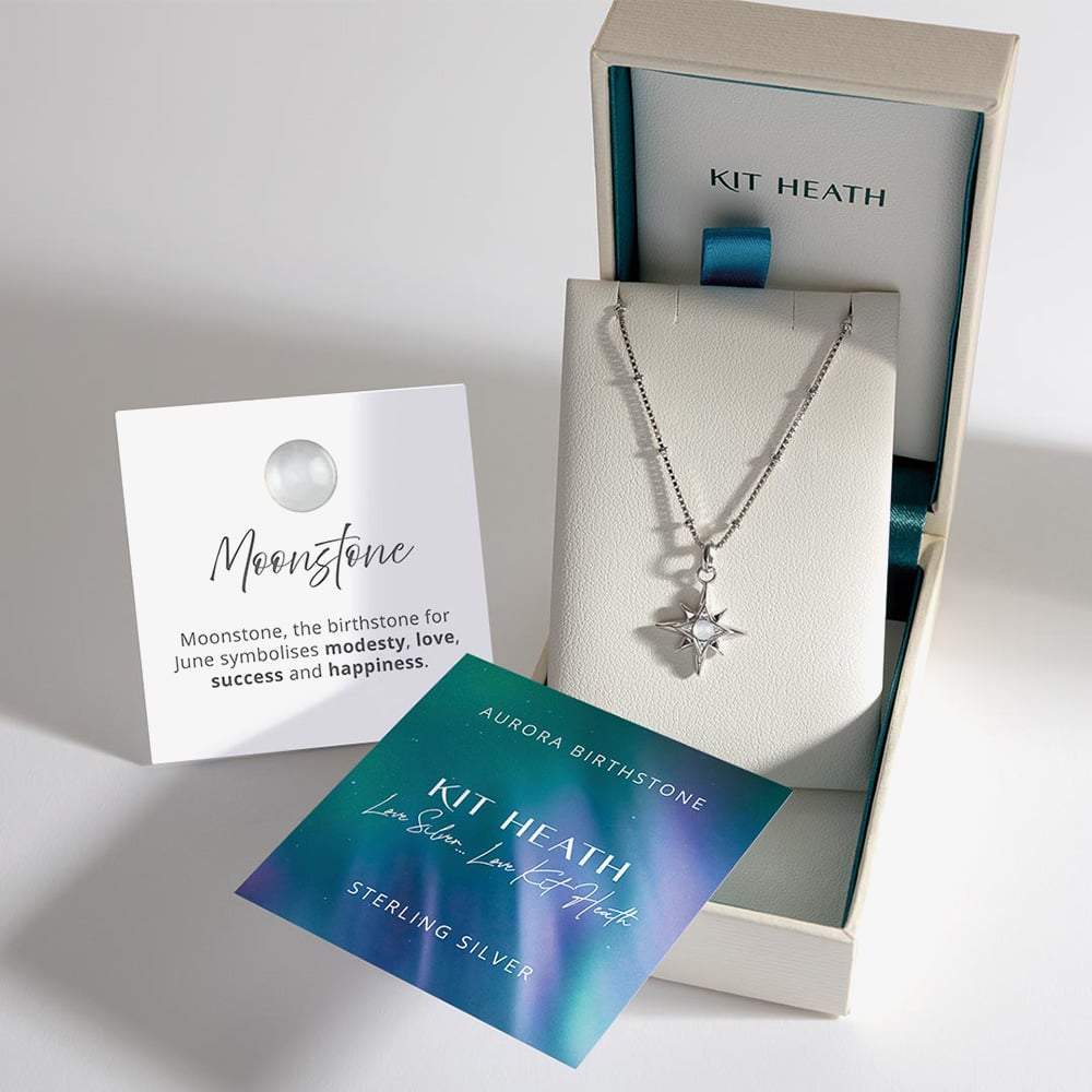 Kit Heath Céleste June Aurora Birthstone Moonstone Ball Chain 18 Inch Pendant 90459MS