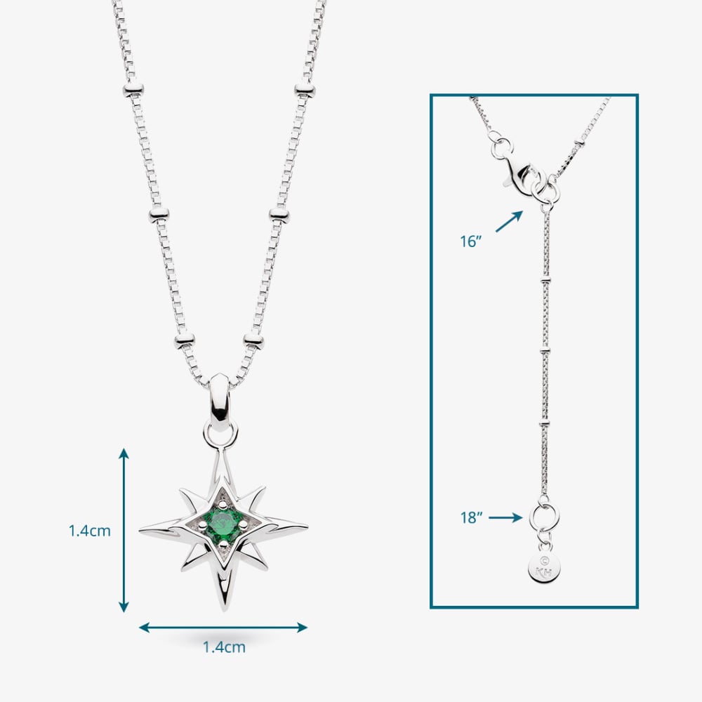 Kit Heath Céleste May Aurora Birthstone Emerald Ball Chain 18 Inch Pendant 90459SEM