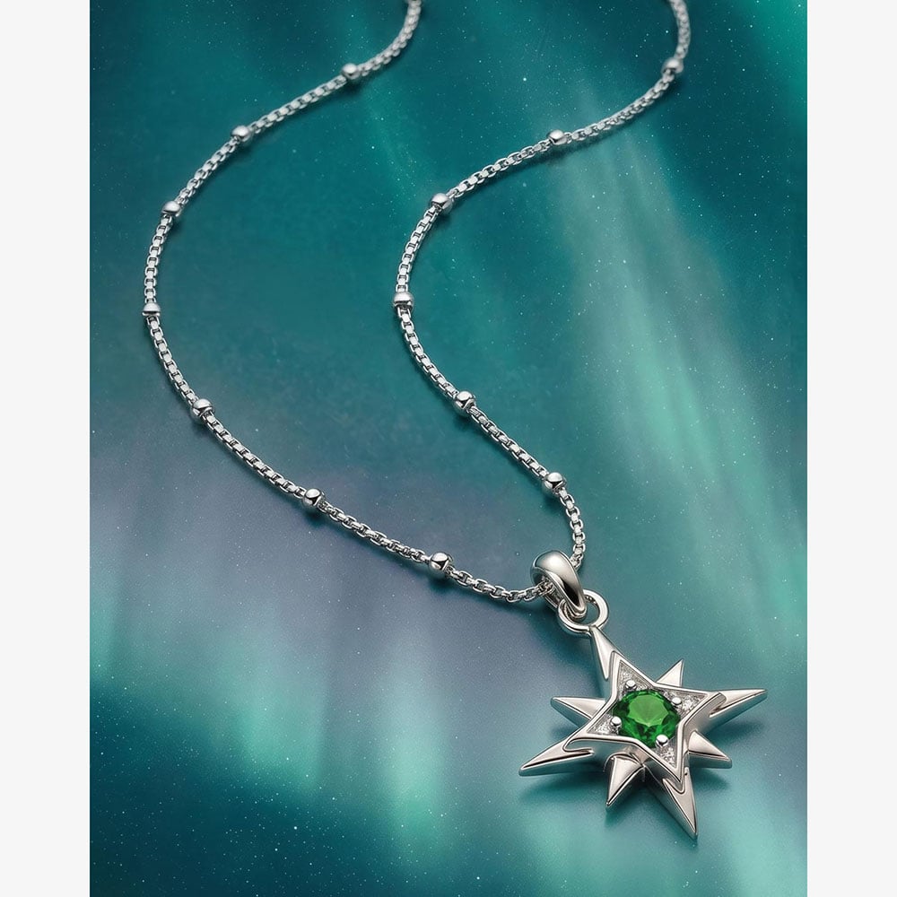 Kit Heath Céleste May Aurora Birthstone Emerald Ball Chain 18 Inch Pendant 90459SEM