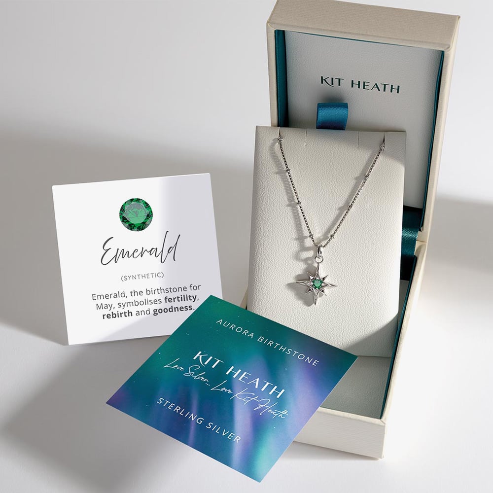 Kit Heath Céleste May Aurora Birthstone Emerald Ball Chain 18 Inch Pendant 90459SEM