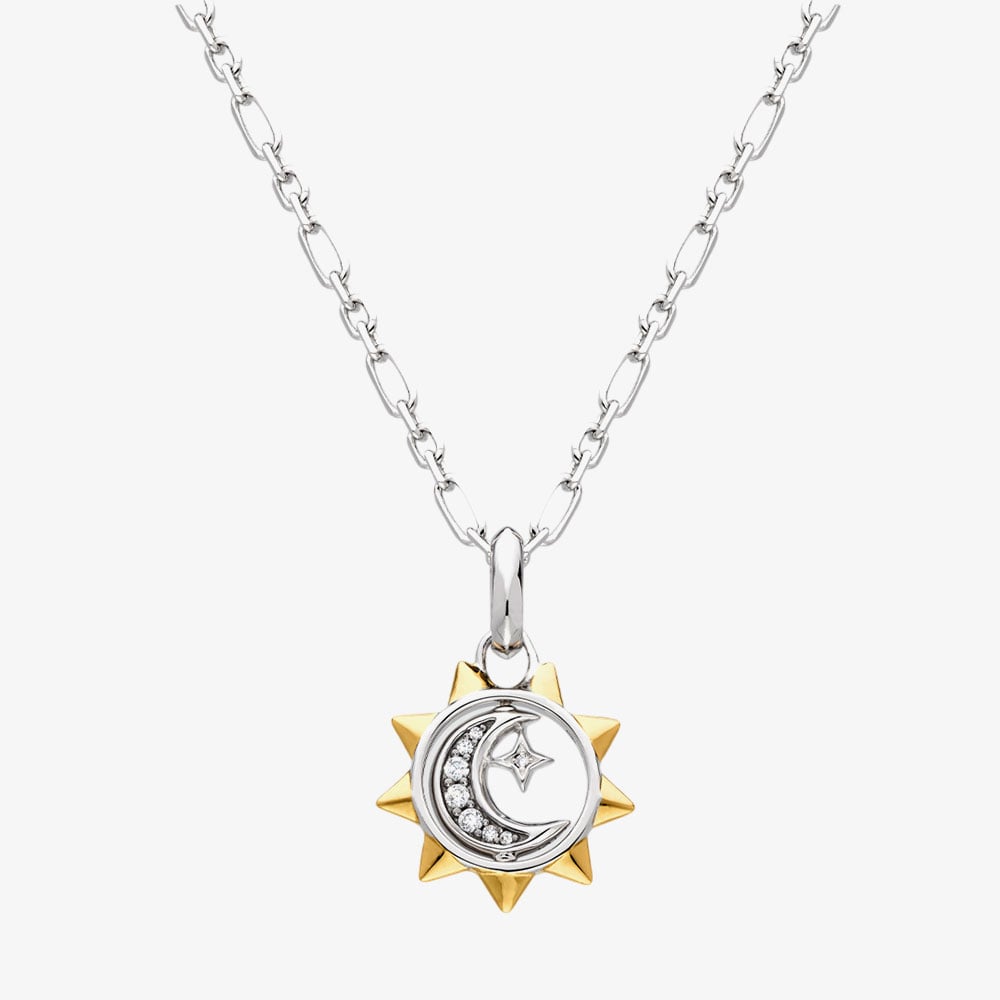 Kit Heath Céleste Pavé Sun, Moon &amp; Star 18 Inch Spinner Necklace 90493GCZ
