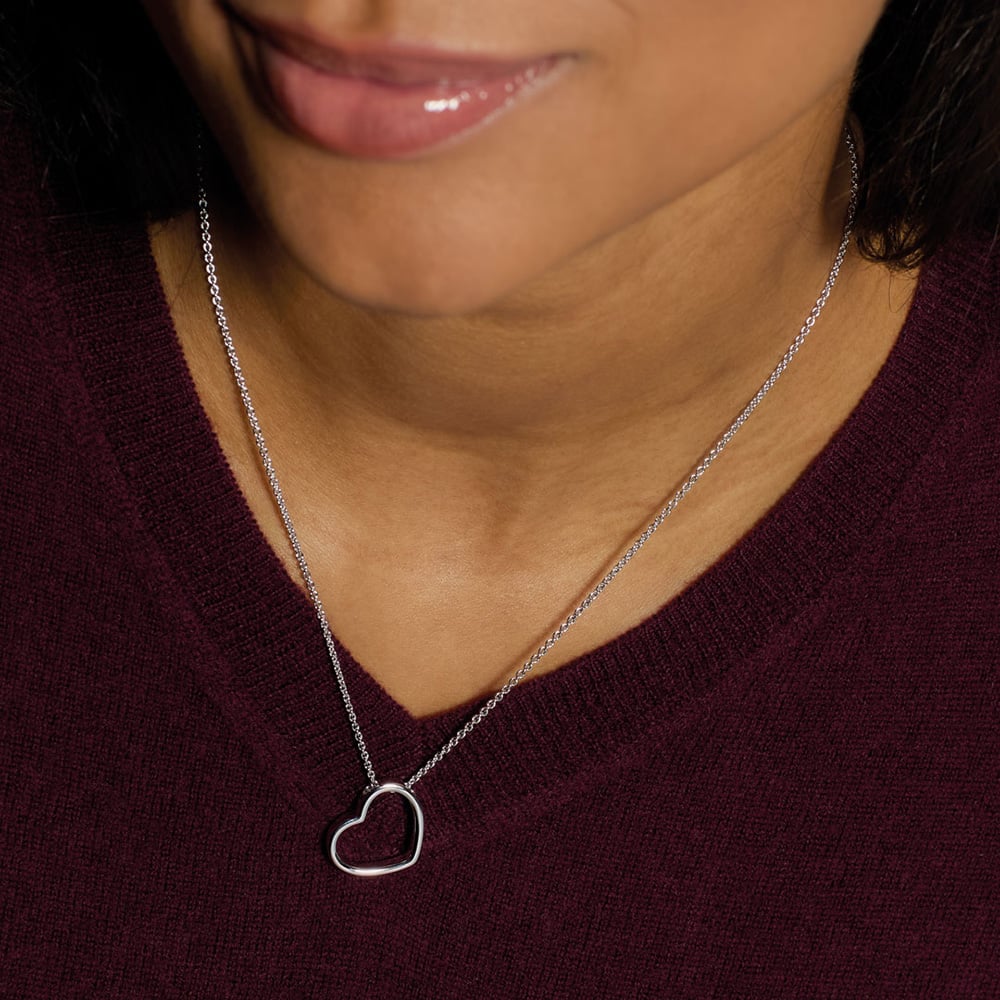 Kit Heath Love Silver Heart Outline Necklace 90533RP