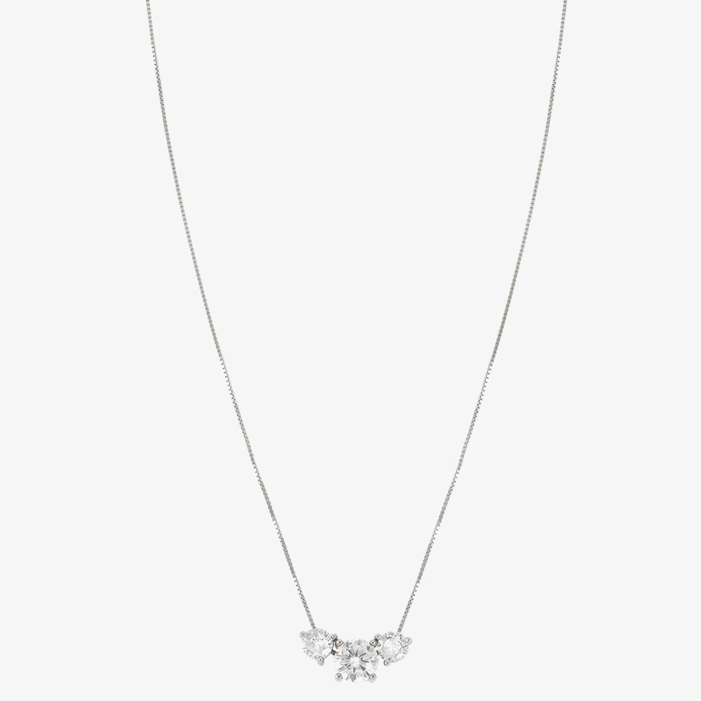 Nomination Colour Wave Sterling Silver Three White Stone Necklace 149821/001