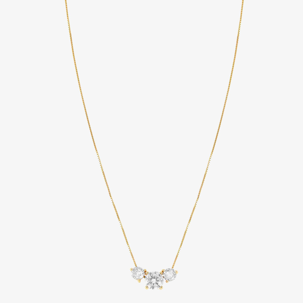 Nomination Colour Wave Yellow Gold Sterling Silver Three White Stone Necklace 149820/012