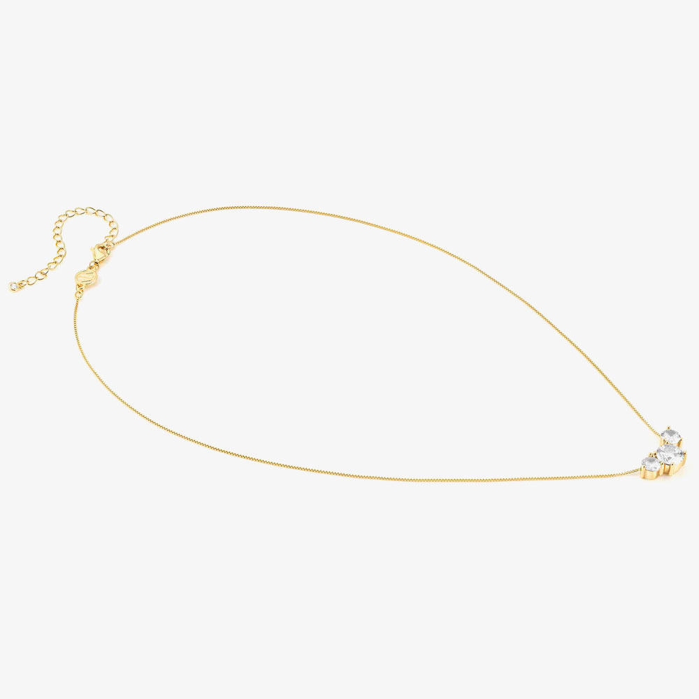 Nomination Colour Wave Yellow Gold Sterling Silver Three White Stone Necklace 149820/012