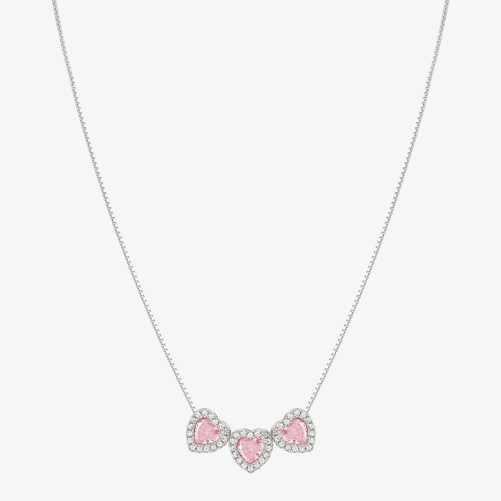 Nomination All My Love Sterling Silver Three Pink Heart Necklace 240303/002