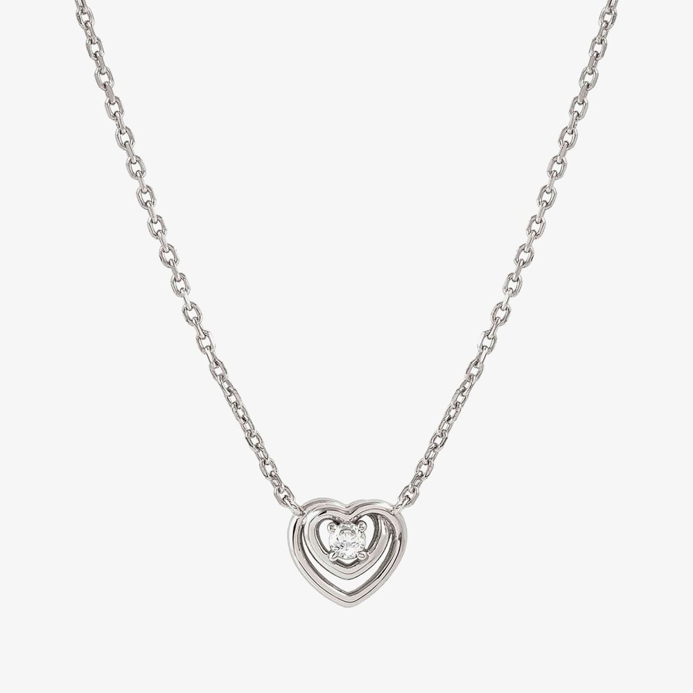 Product photograph of Nomination Cosmic Love White Rhodium Cubic Zirconia Heart Pendant Necklace 241706 004 from The Jewel Hut