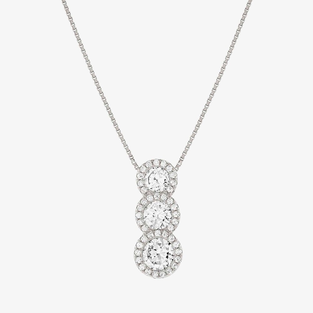 Product photograph of Nomination Seidivina White Rhodium Three Cubic Zirconia Round Cluster Pendant Necklace 241403 010 from The Jewel Hut