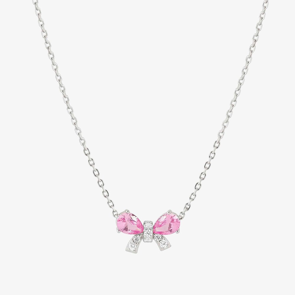 Product photograph of Nomination Shine Me Up Silver Pink Amp White Cubic Zirconia Bow Necklace 241902 009 from The Jewel Hut