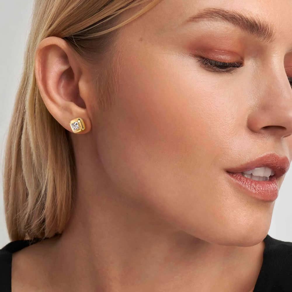 Nomination Domina Gold Tone Plated Square Stud Earrings 240403/036