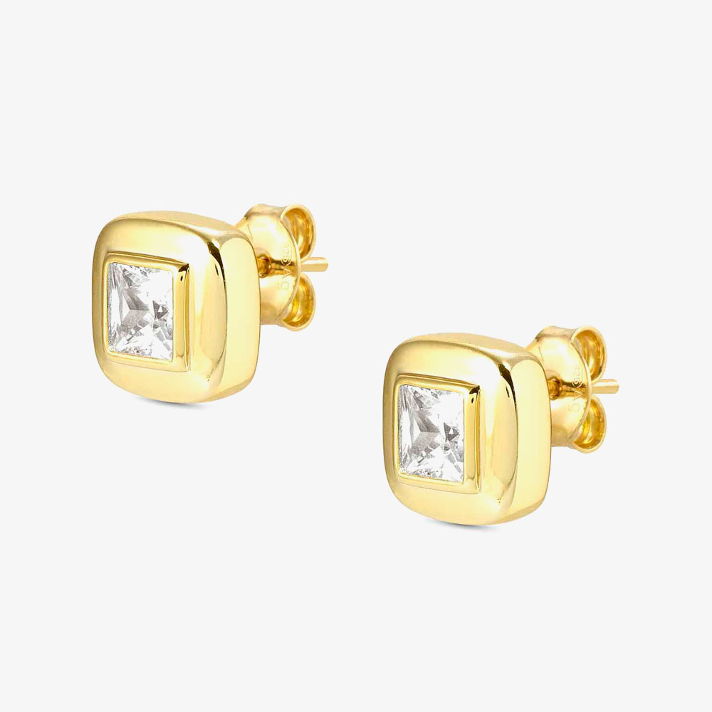Nomination Domina Gold Tone Plated Square Stud Earrings 240403/036