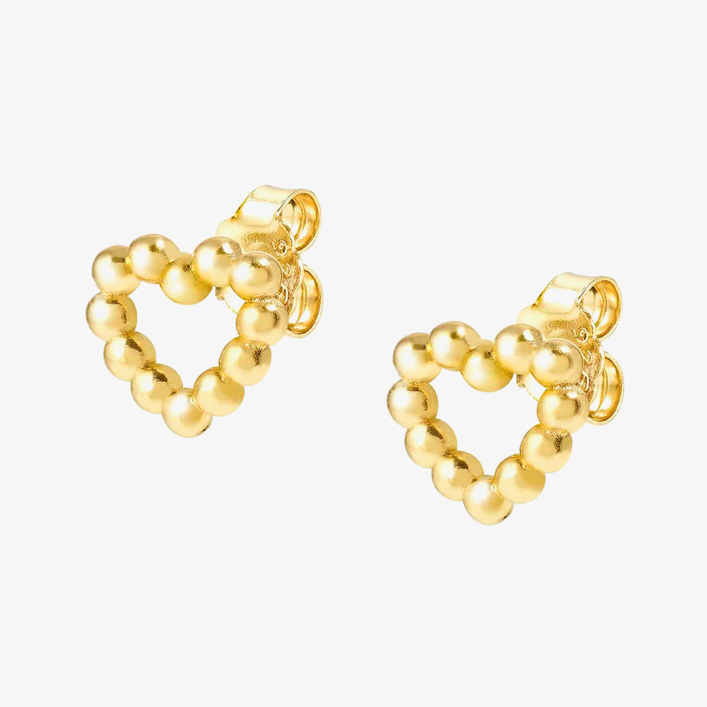 Product photograph of Nomination Lovecloud Gold Tone Plated Dotted Heart Stud Earrings 240506 008 from The Jewel Hut