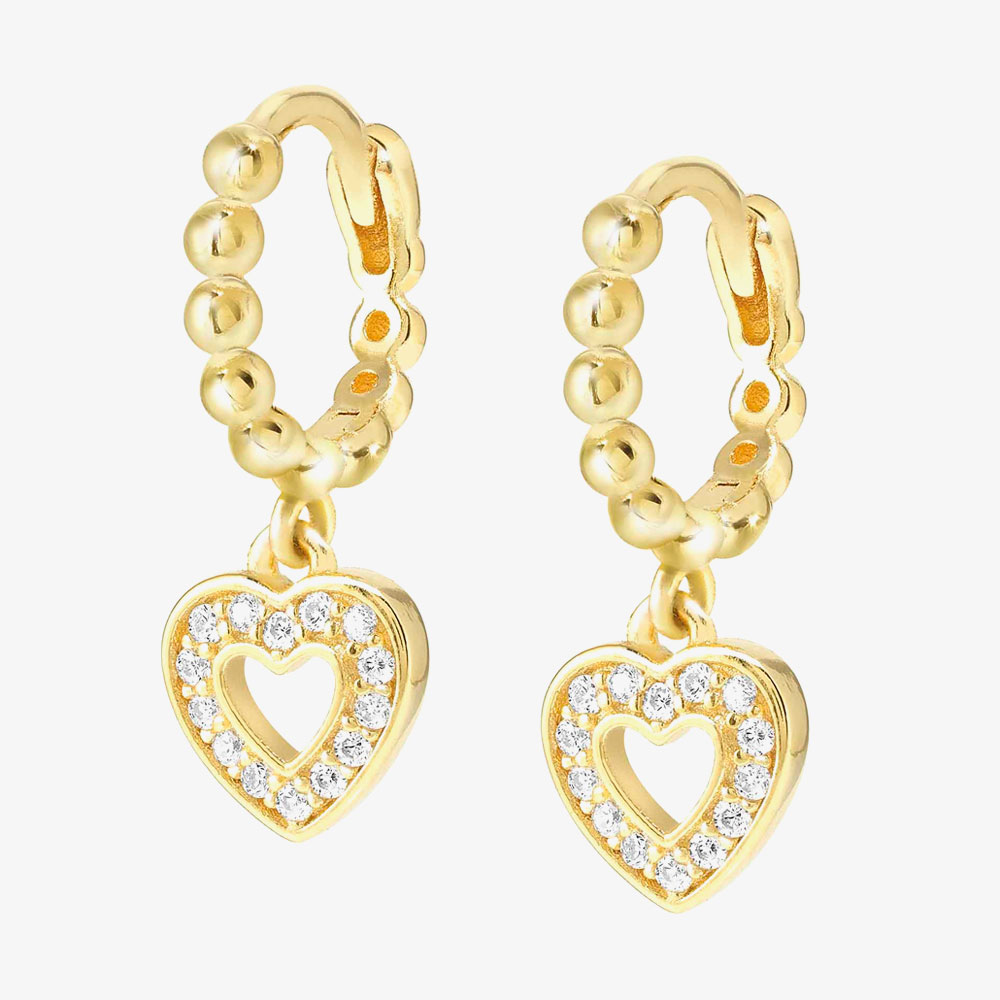 Product photograph of Nomination Lovecloud Gold Tone Plated Bead Hoop Heart Earrings 240507 008 from The Jewel Hut