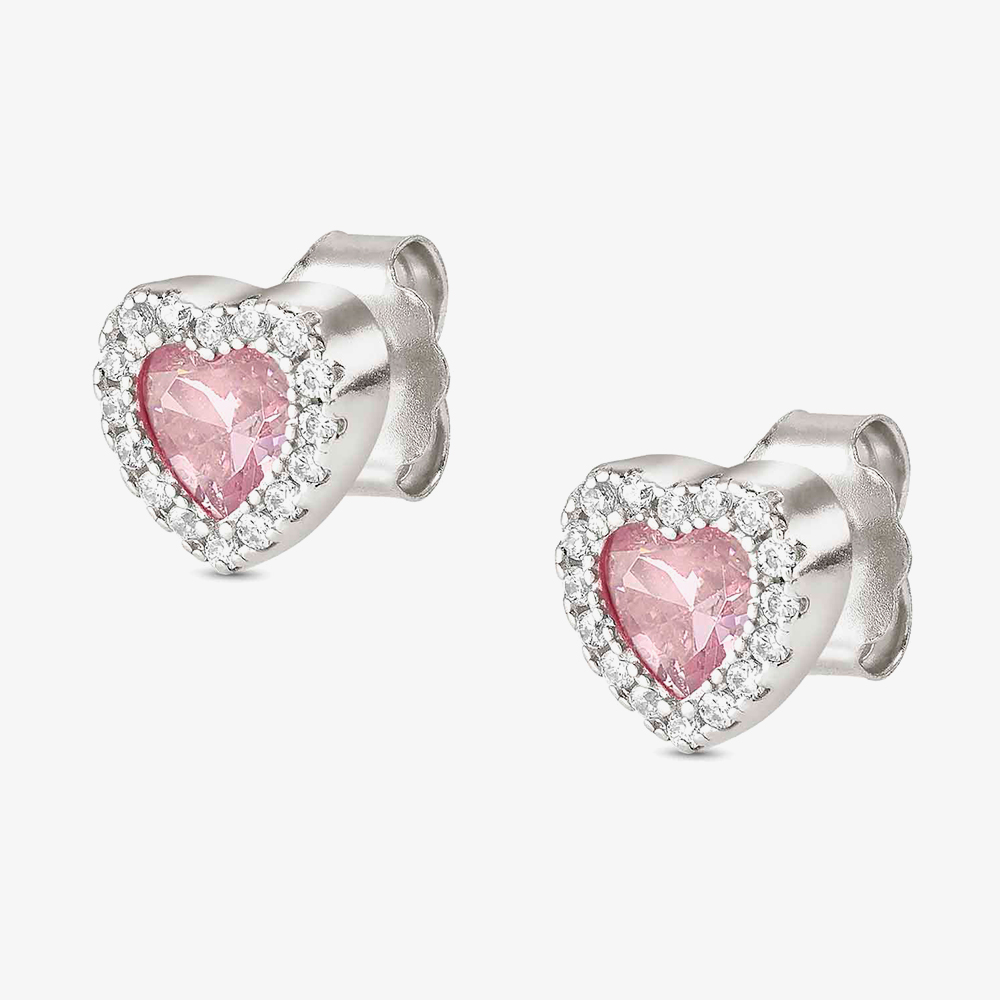 Nomination All My Love Sterling Silver Pink Heart Stud Earrings 240304/002