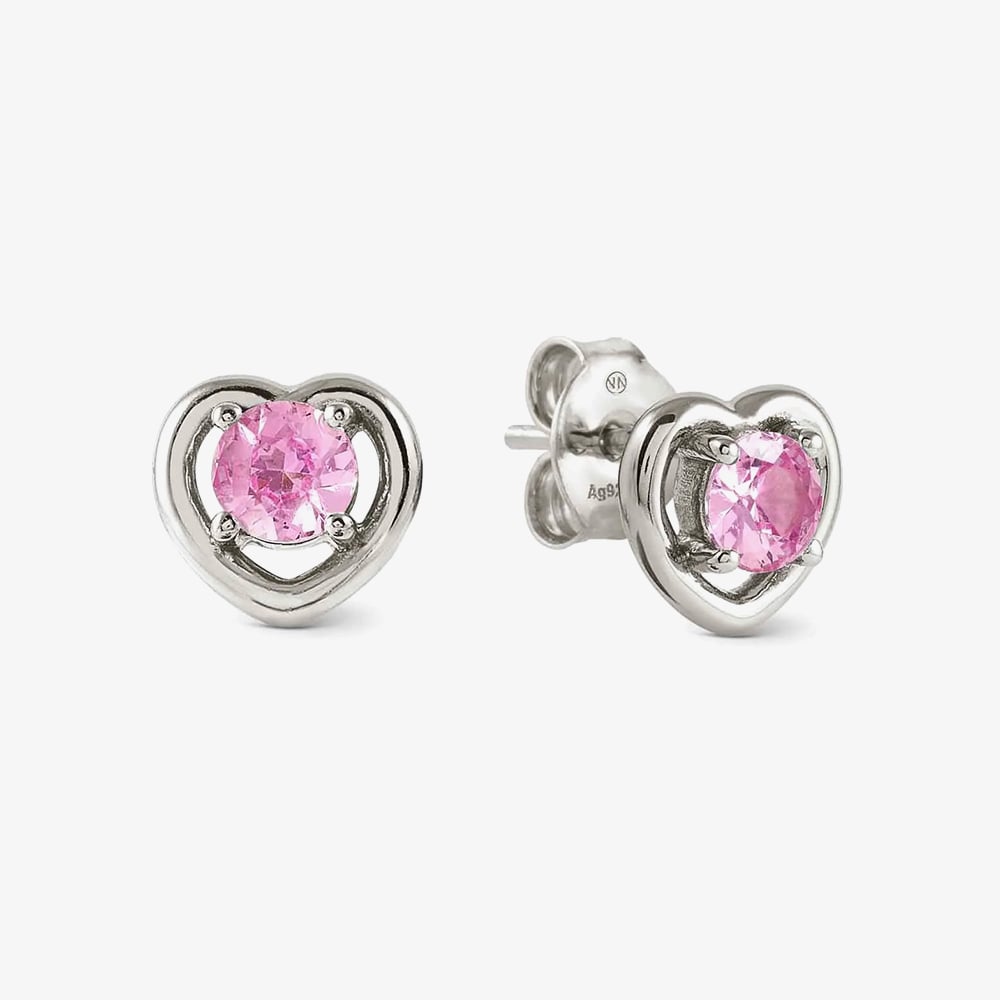 Product photograph of Nomination Cosmiclove Silver Pink Cubic Zirconia Heart Stud Earrings 241711 002 from The Jewel Hut