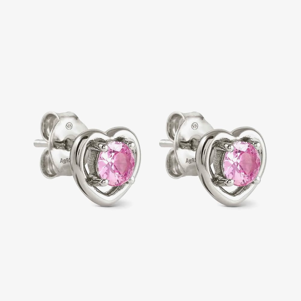 Nomination CosmicLove Silver Pink Cubic Zirconia Heart Stud Earrings 241711/002