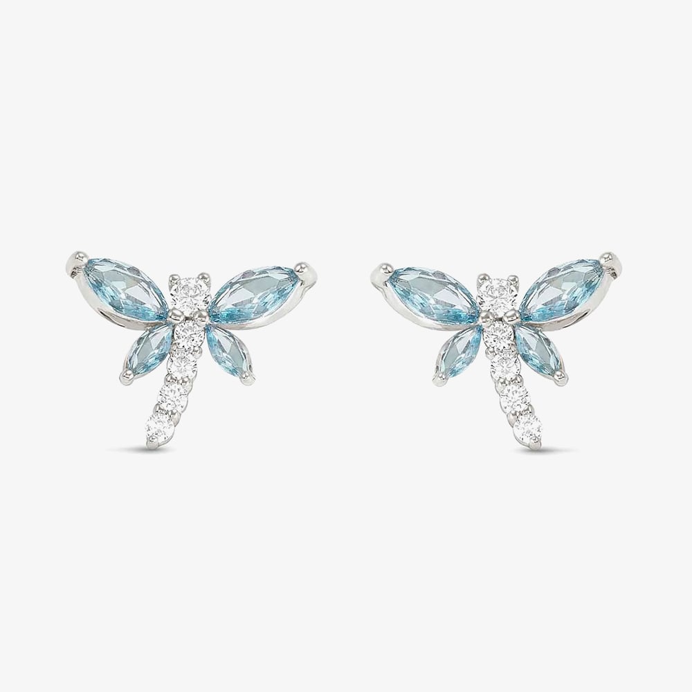 Nomination Silver Dragonfly Blue Crystal Earrings