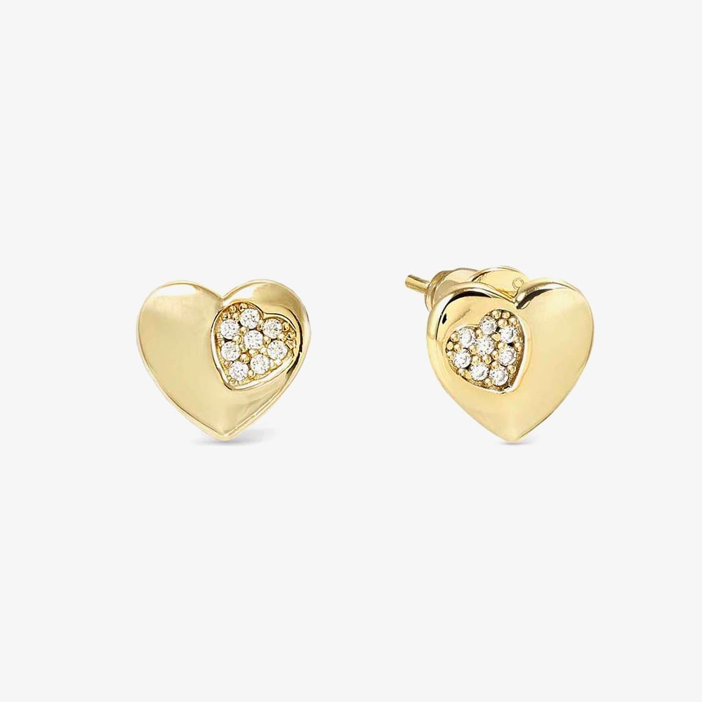 Click to view product details and reviews for Nomination Petit Sparkle Gold Heart Stud Earrings 242304 006.