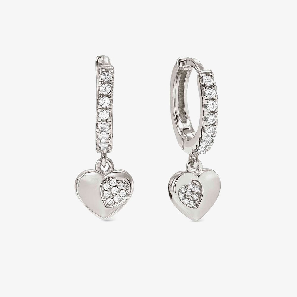 Nomination Silver Petit Sparkle Heart Hoop Earrings