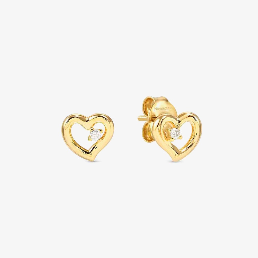 Nomination Gold Dreams Beats White CZ Heart Earrings