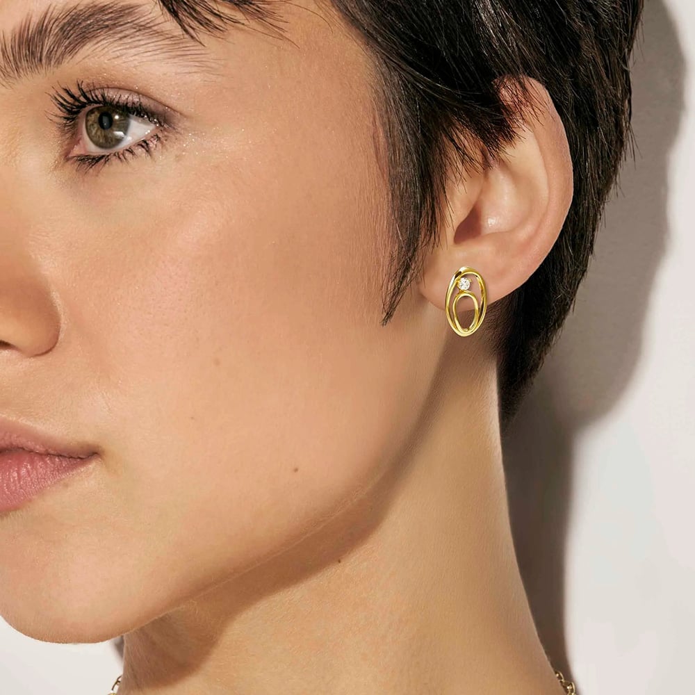 Nomination My Rebel Art Gold Tone Double Oval Stud Earrings 242811/055