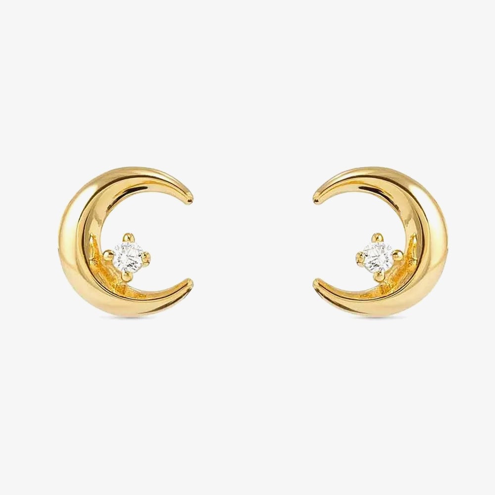 Nomination Dreams Beats Gold Tone Cubic Zirconia Moon Stud Earrings 242603/024