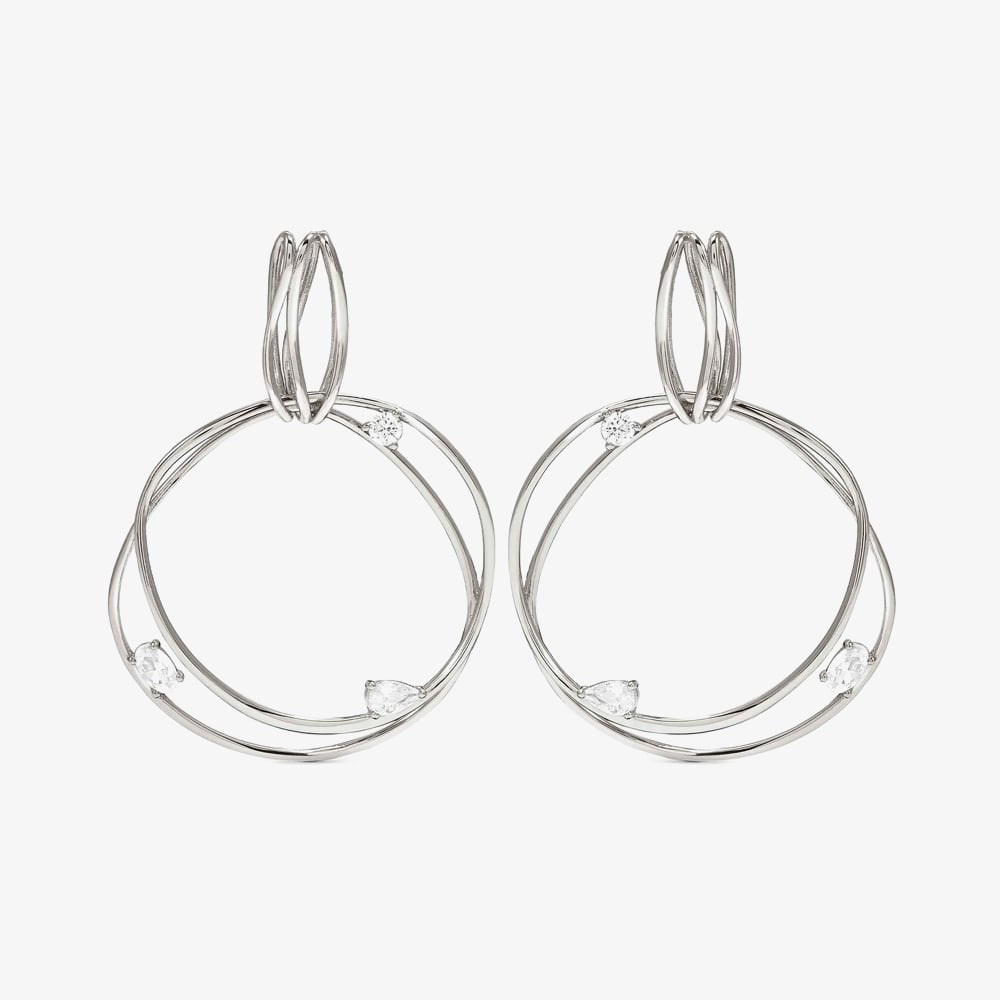 Nomination My Rebel Art Silver Double Big Circle Cubic Zirconia Earrings 242812/010