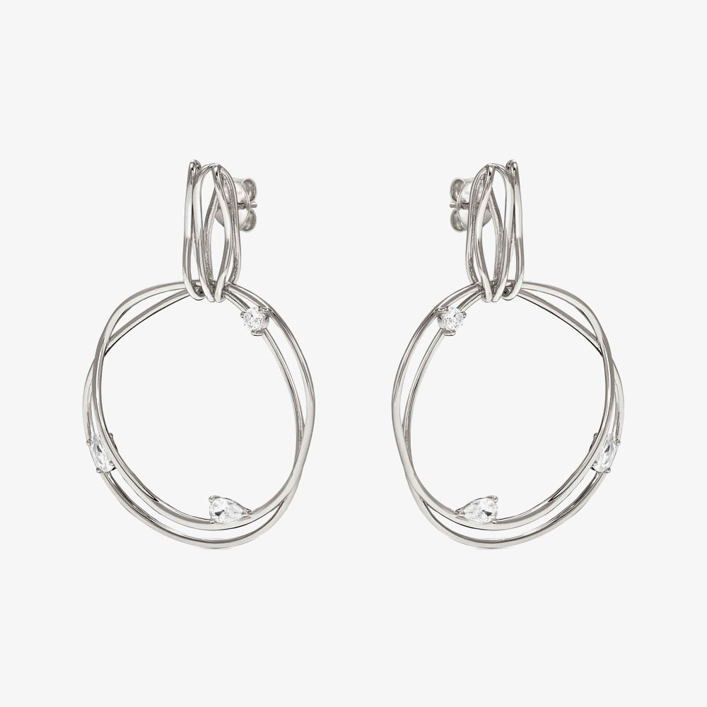 Nomination My Rebel Art Silver Double Big Circle Cubic Zirconia Earrings 242812/010