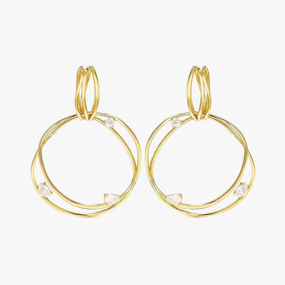 Nomination My Rebel Art Gold Plated Double Big Circle Cubic Zirconia Earrings 242812/012