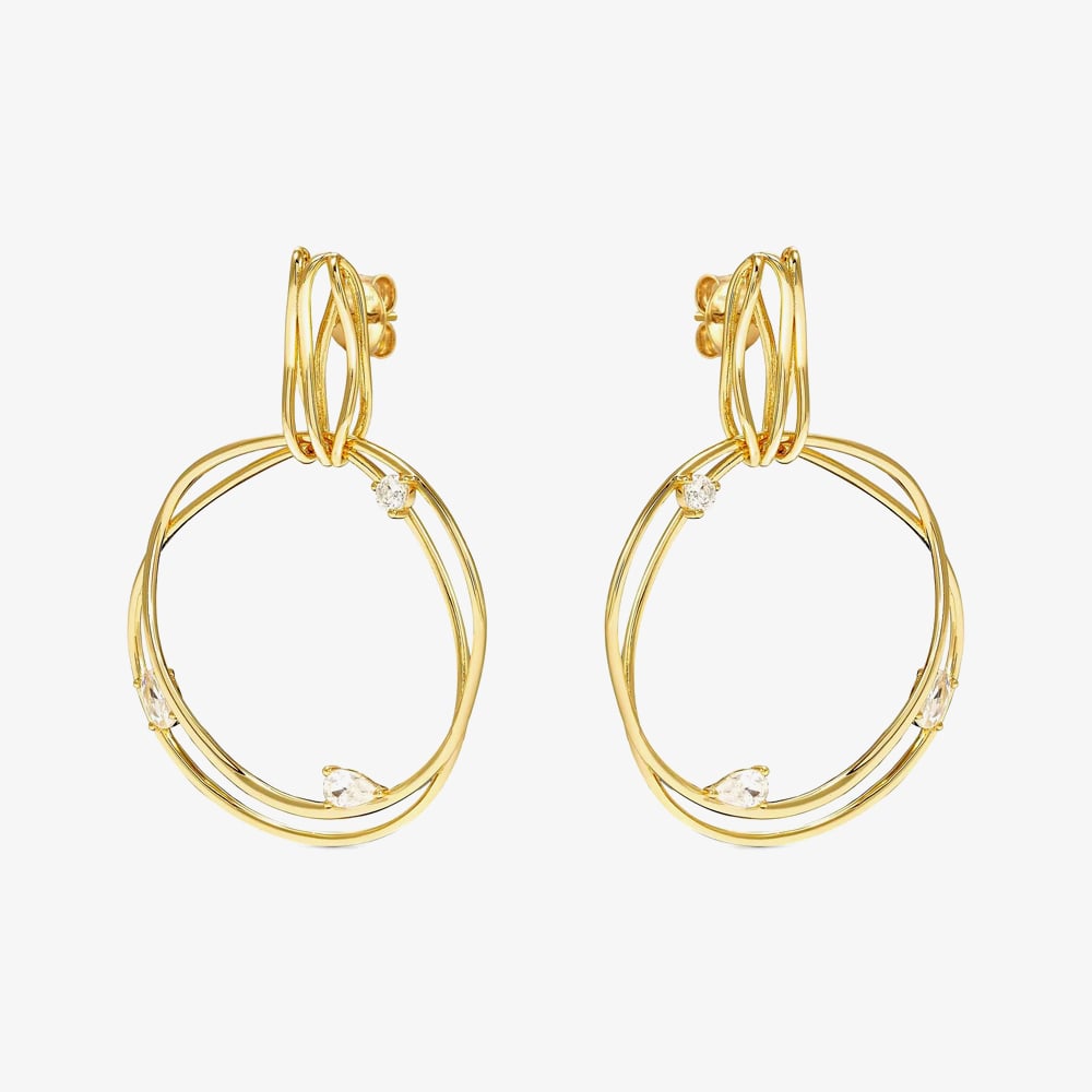 Nomination My Rebel Art Gold Plated Double Big Circle Cubic Zirconia Earrings 242812/012