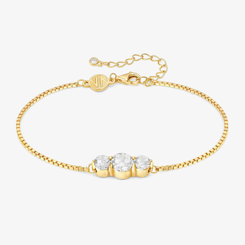Product photograph of Nomination Colour Wave Yellow Gold White Three Stone Bracelet 149816 012 from The Jewel Hut