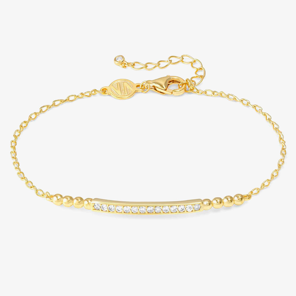 Product photograph of Nomination Lovecloud Gold Tone Plated Stone Set Bar Bracelet 240503 012 from The Jewel Hut
