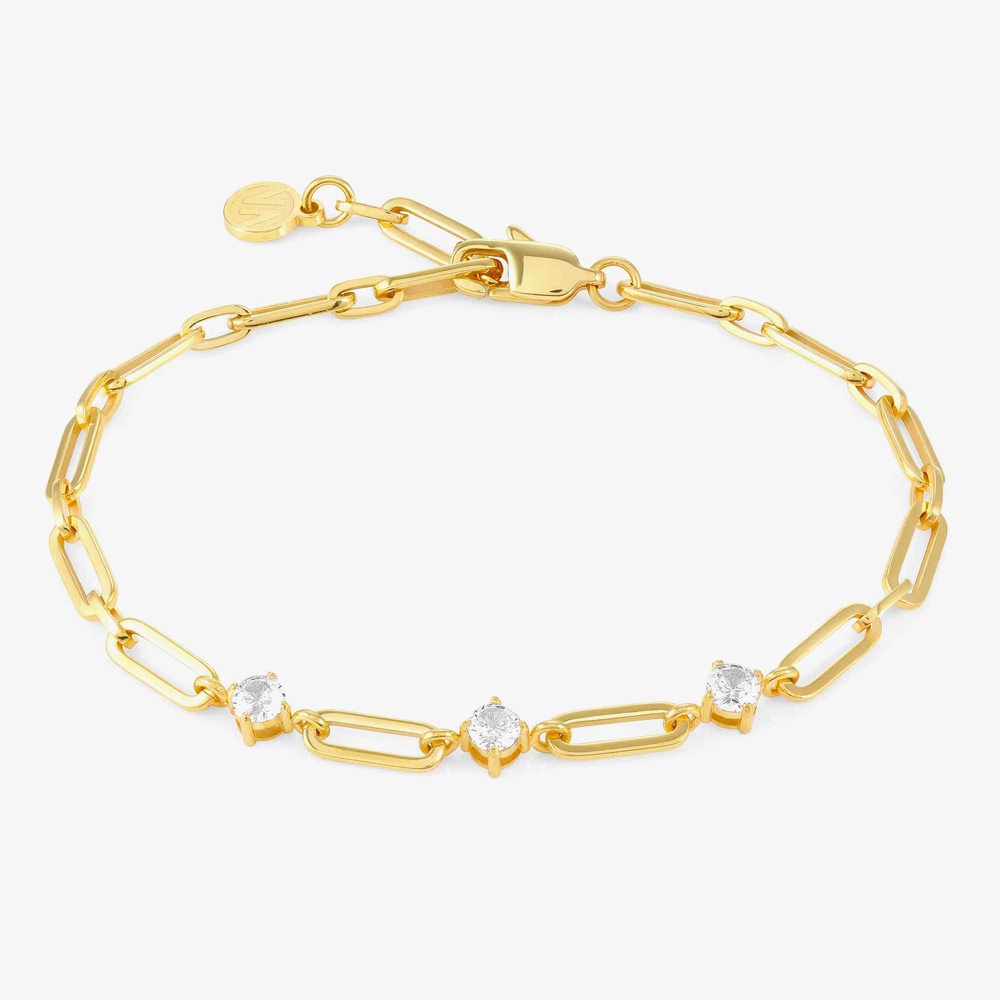 Nomination Style Gold Plated 3 Stone Link Chain Bracelet 029400/012