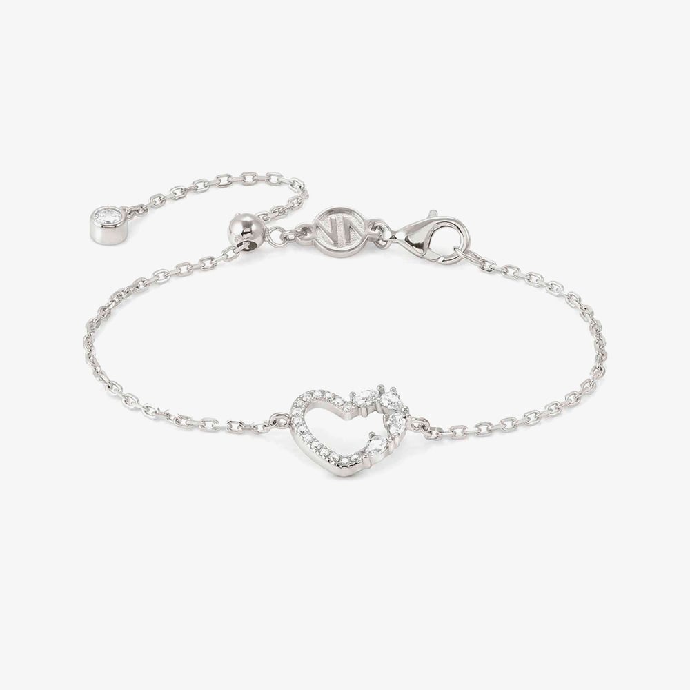 Product photograph of Nomination Shine Me Up Silver Multi Cut Cubic Zirconia Open Heart Bracelet 241901 003 from The Jewel Hut