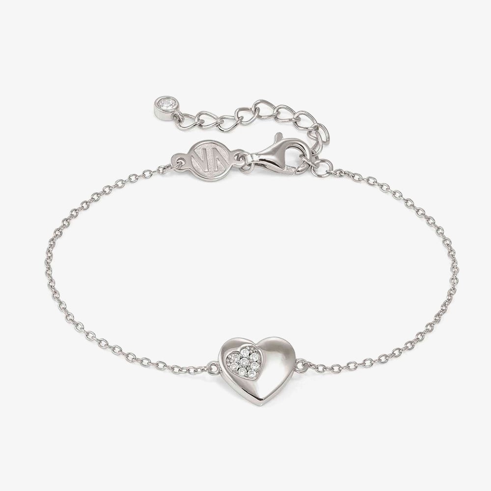 Nomination Silver Petit Sparkle Heart Bracelet - 16cm