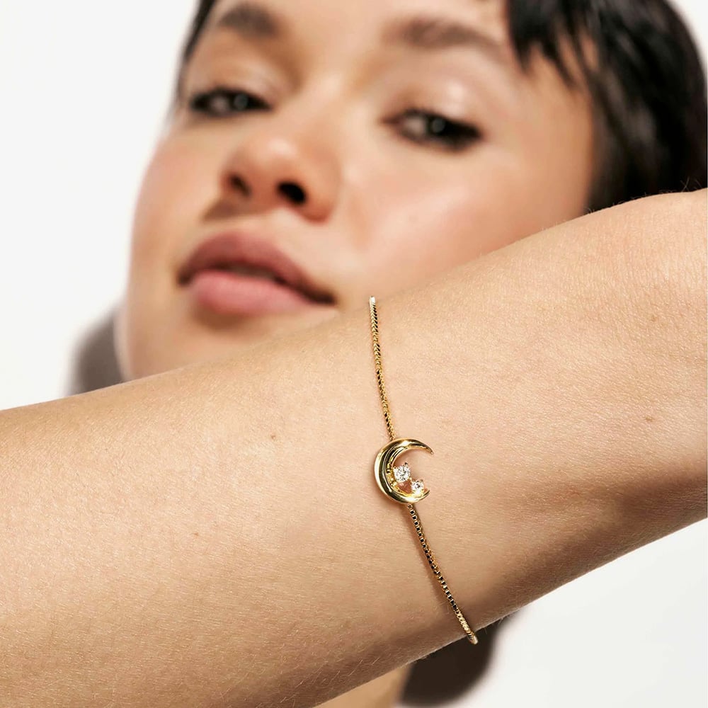 Nomination Dreams Beats Gold Tone Cubic Zirconia Moon Bracelet 242601/024