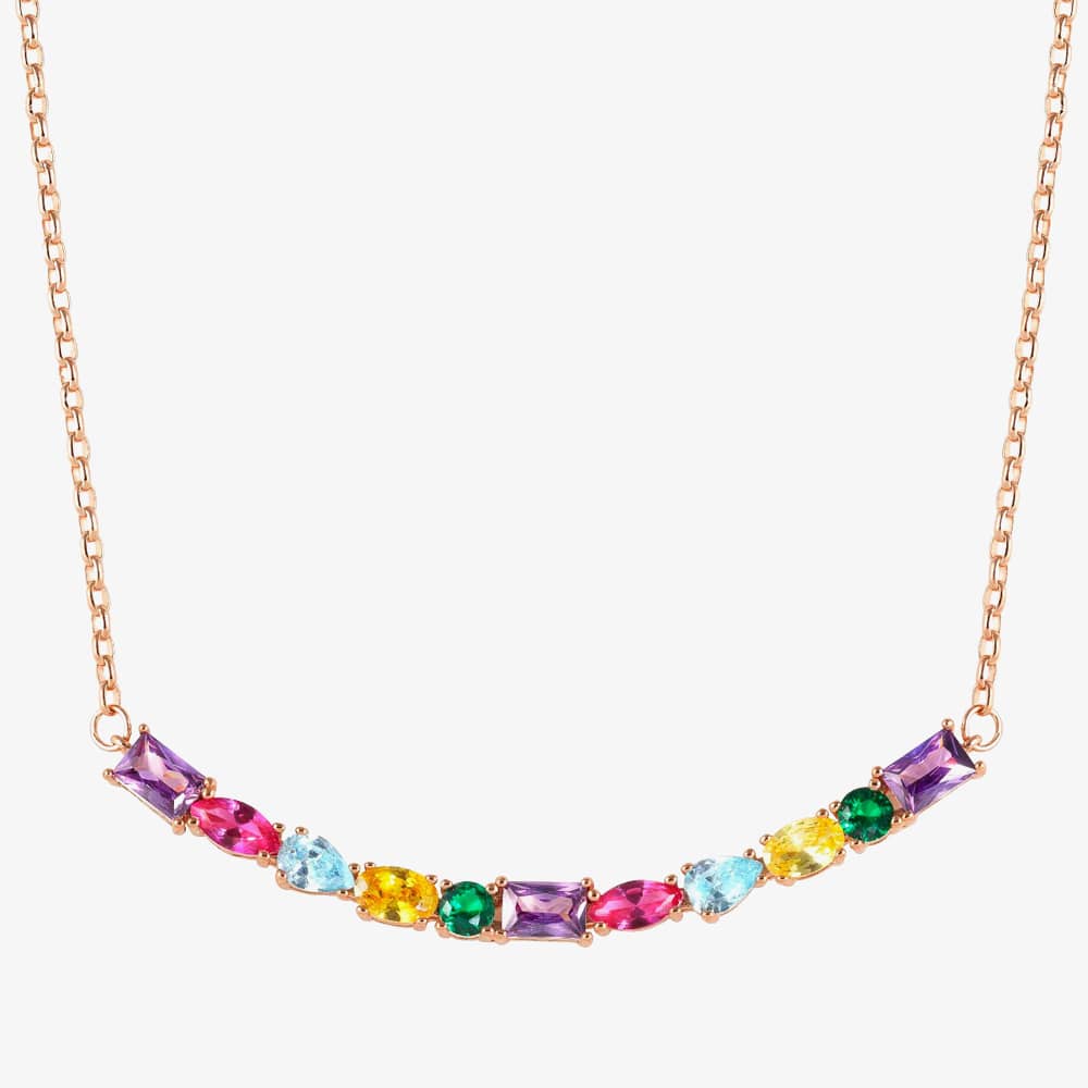 Product photograph of Nomination Colour Wave Rose Gold Plated Multi-cut Cubic Zirconia Necklace 149802 026 from The Jewel Hut