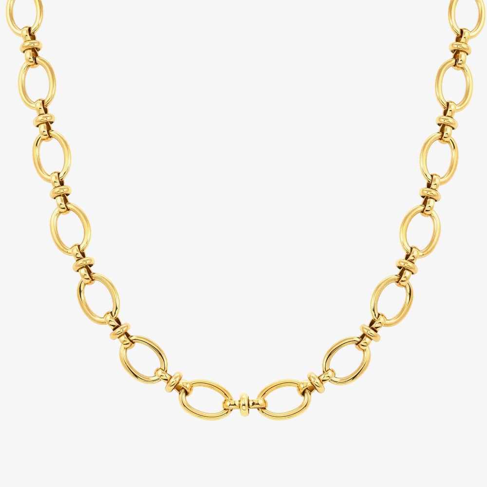 Product photograph of Nomination Affinity Gold Plated Stainless Steel Oval Link Necklace 028604 012 from The Jewel Hut