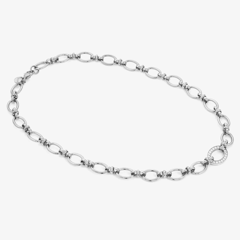 Nomination Affinity Stainless Steel Cubic Zirconia Oval Link Necklace 028606/001