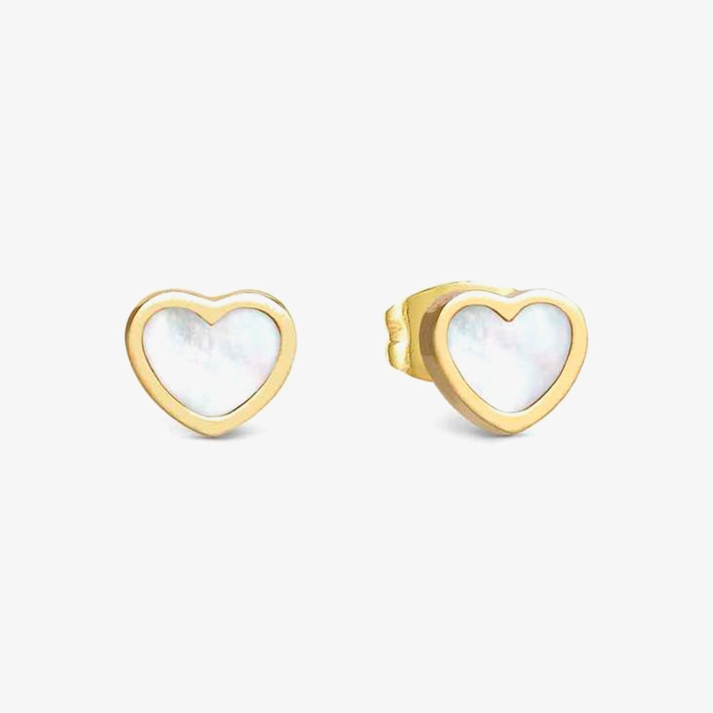 Product photograph of Nomination Emosfere Gold Tone Mother Of Pearl Heart Stud Earrings 134219 036 from The Jewel Hut