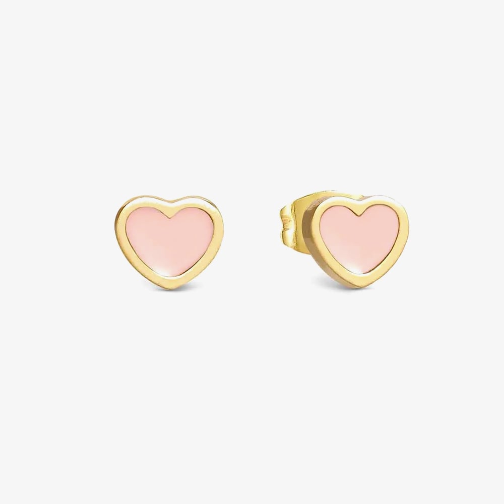 Nomination Emosfere Gold Pink Heart Stainless Steel Stud Earrings